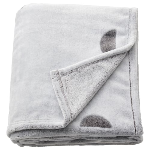 Grey kids blanket with hearts, soft fleece.
