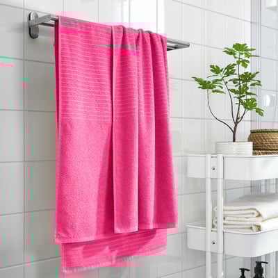 VÅGSJÖN Bath sheet, bright pink, 100x150 cm