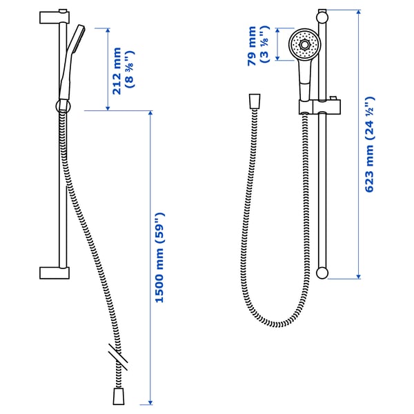 VALLAMOSSE Riser rail with handshower kit, chrome-plated