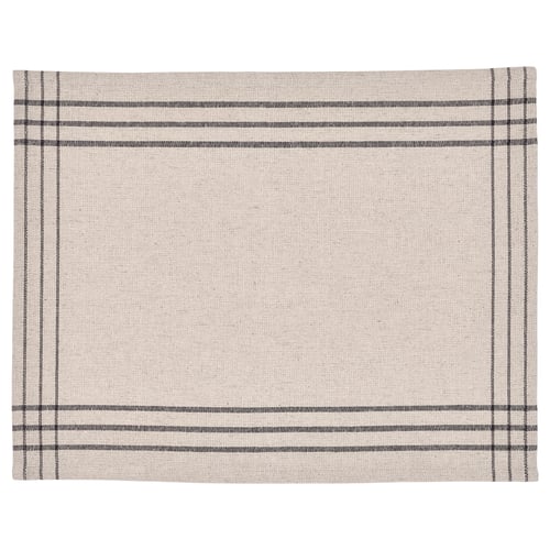 VÅRARV beige place mat with black stripes, rectangular, cotton and jute blend.