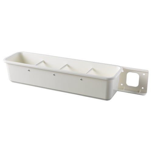 VARIERA white plastic wall-mountable pull-out container, rectangular shape with divisions, for organising small items like sponges.