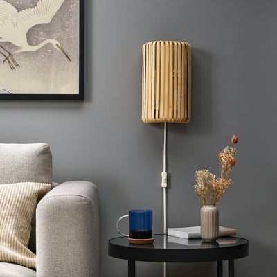 VARPTROSS Wall lamp, bamboo, 30 cm