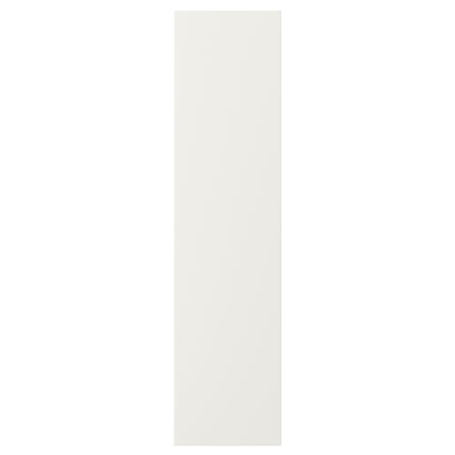 VEDDINGE white kitchen door, fiberboard, lacquered finish, sleek rectangular design.