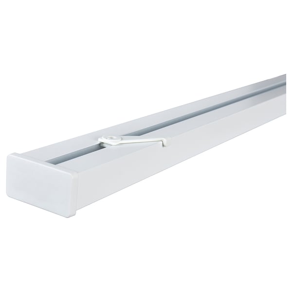 White VIDGA aluminium curtain rail, rectangular shape, easy assembly.