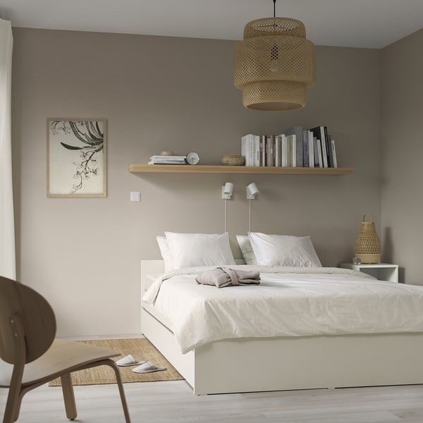 VIHALS Bed frame with 1 trundle bed, white/Luröy, 160x200 cm