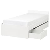 VIHALS Bed frame with 2 storage boxes, white/Luröy, 90x200 cm
