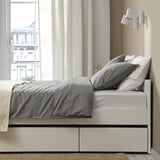 VIHALS Bed frame with 2 storage boxes, white/Luröy, 160x200 cm