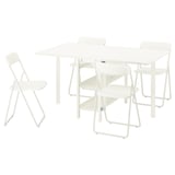 VIHALS / VIHALS Table and 4 chairs, gateleg table white/folding white, 39/95/151x90 cm