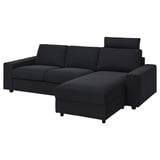 VIMLE 3-seat sofa with chaise longue, with headrest with wide armrests/Saxemara black-blue