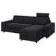 Option: VIMLE 3-seat sofa with chaise longue, with headrest with wide armrests/Saxemara black-blue