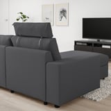 VIMLE 3-seat sofa with chaise longue, with wide armrests with headrest/Hallarp grey