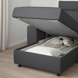 VIMLE 3-seat sofa with chaise longue, with wide armrests with headrest/Hallarp grey