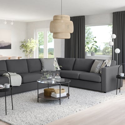 VIMLE Corner sofa, 5-seat, Hallarp grey