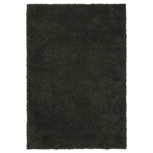 VINDEBÄK rug: dark grey, soft, recycled polyester, rectangular, plain.