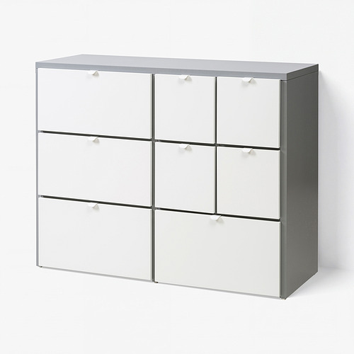 VISTHUS Chest of 8 drawers, grey/white, 122x96 cm