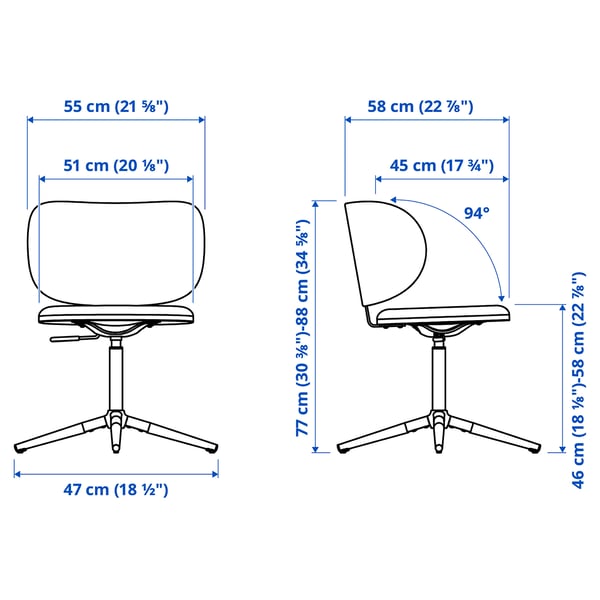 Illustration with measurements for the product: VITTSJÖ.