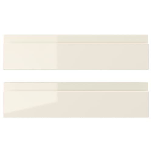 VOXTORP beige glossy drawer fronts, modern design, high-gloss finish, easy-clean, rectangular shapes.