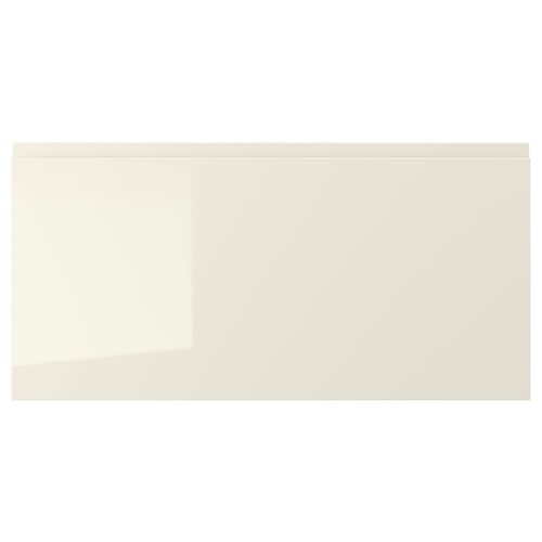 VOXTORP beige gloss kitchen doors: smooth, rectangular, modern, easy-clean design with integrated handles.