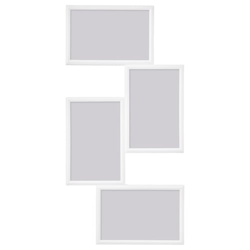 YLLEVAD photo frame set, white, holds 4 photos, lightweight plastic, modern design.