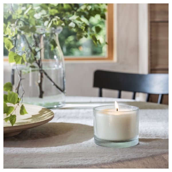 ADLAD Bougie parfumée dans verre, Forêts scandinaves/blanc, 50 hr