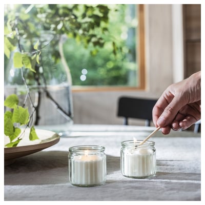 ADLAD Bougie parfumée dans verre, Forêts scandinaves/blanc, 12 hr