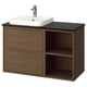 Option : ÄNGSJÖN / BACKSJÖN Meuble lavabo/vasque/mitigeur, brun motif chêne/noir marbré, 102x49x71 cm