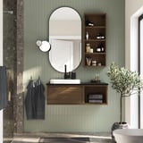 ÄNGSJÖN / BACKSJÖN Meuble lavabo/vasque/mitigeur, brun motif chêne/noir marbré, 102x49x41 cm