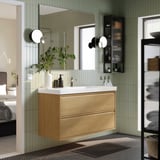ÄNGSJÖN Meuble lavabo avec tiroirs, motif chêne, 120x48x63 cm