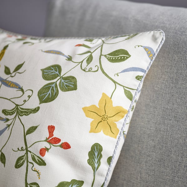 ÄNGSPALPMAL Housse de coussin, blanc/motif floral, 50x50 cm