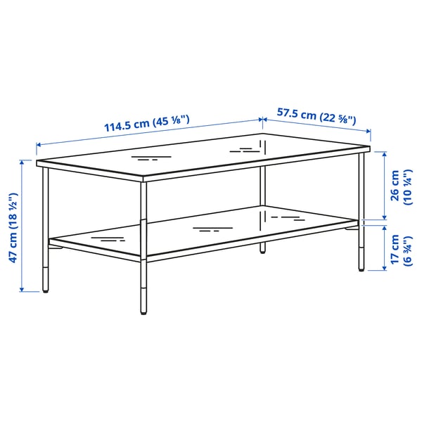 ÄSPERÖD Table basse, noir/verre noir, 115x58 cm