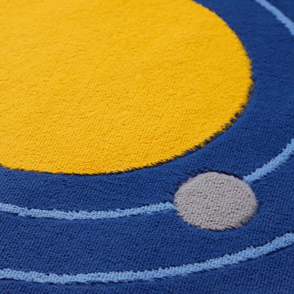 AFTONSPARV Tapis, espace arrondi/bleu, 133 cm