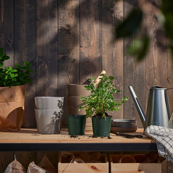 ÅKERBÄR Cache-pot, intérieur/extérieur/vert foncé, 9 cm