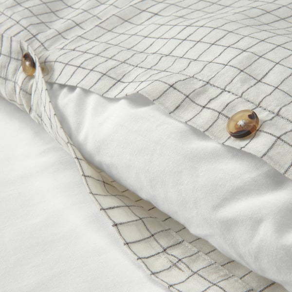 ÅKERFIBBLA Housse de couette et 2 taies, blanc noir/carreaux, 240x220/50x60 cm