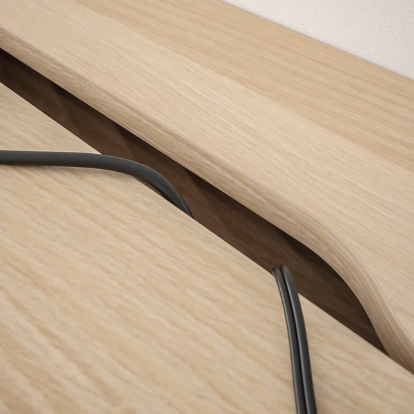 ALEX Bureau, teinté blanc/motif chêne, 132x58 cm