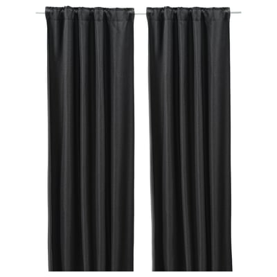ANNAKAJSA Rideaux assombrissants, 2 pièces, anthracite/ruflette, 145x300 cm