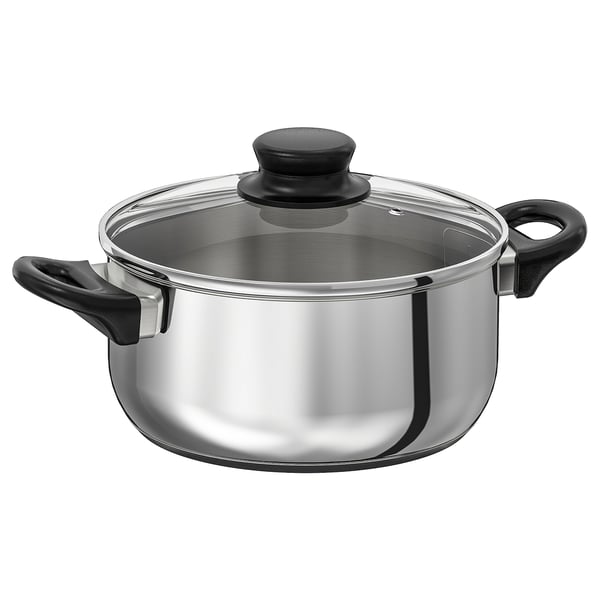 ANNONS Faitout avec couvercle, verre/acier inoxydable, 2.8 l