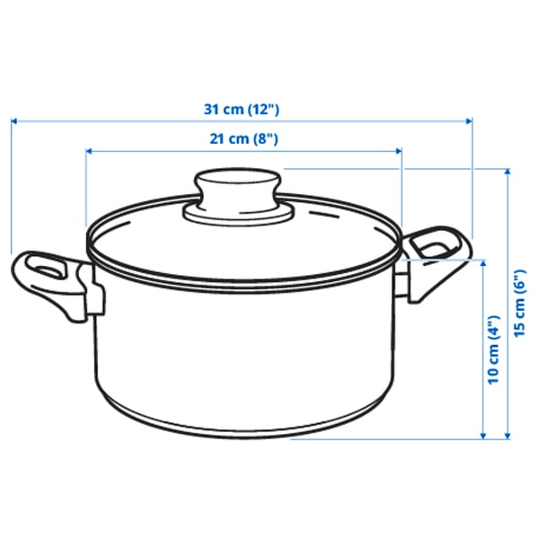 ANNONS Faitout avec couvercle, verre/acier inoxydable, 2.8 l