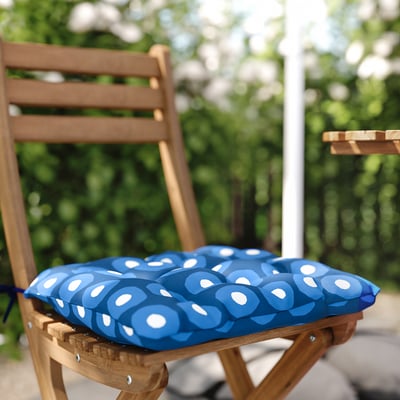 ASKHOLMEN Chaise, extérieur, pliable brun foncé/Klösan bleu foncé