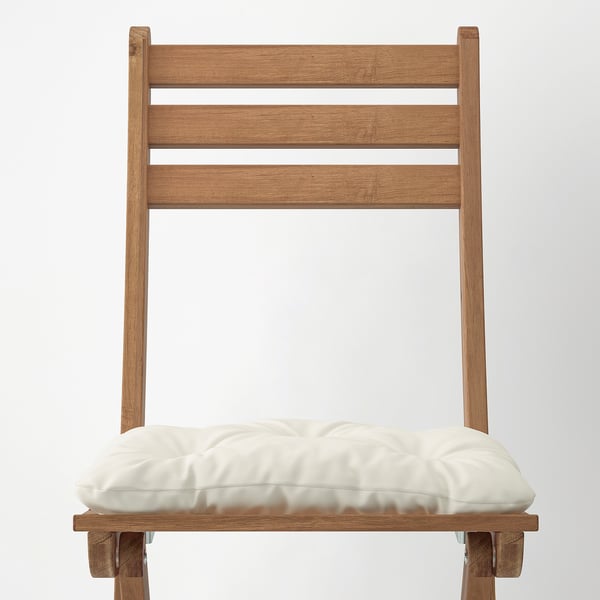 ASKHOLMEN Chaise, extérieur, pliable brun foncé/Kuddarna beige