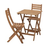 ASKHOLMEN Table/2 chaises pliantes, extérieur, brun foncé, 60x62 cm