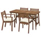 ASKHOLMEN Table+4 chaises accoud, extérieur, brun foncé/Kuddarna beige, 143x75 cm