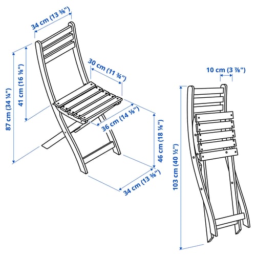 ASKHOLMEN Table pliante + 4 chaises, ext, pliable brun foncé/Kuddarna beige-gris clair