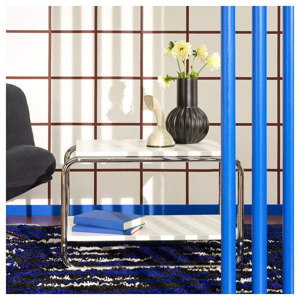 BAGGBODA Table d'appoint, blanc, 71x50 cm