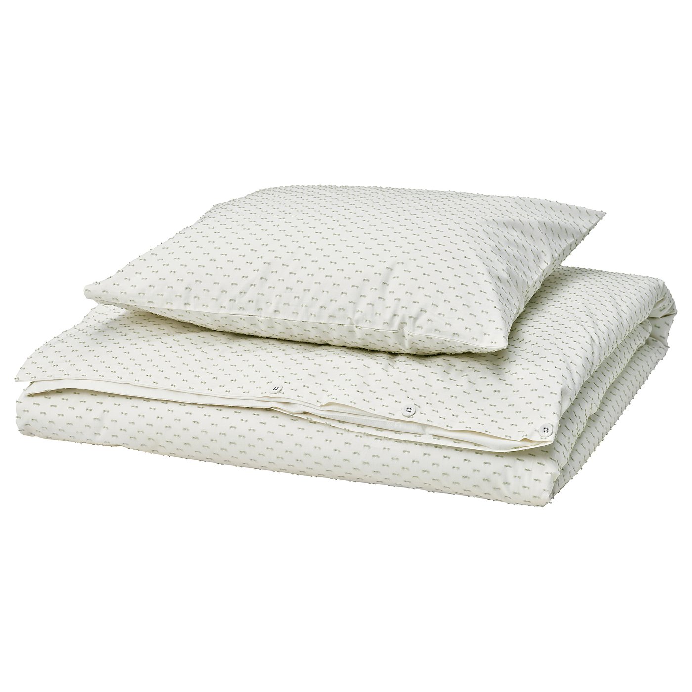 BANDKNIPPE Housse de couette et 1 taie, blanc/vert, 150x200/50x60 cm
