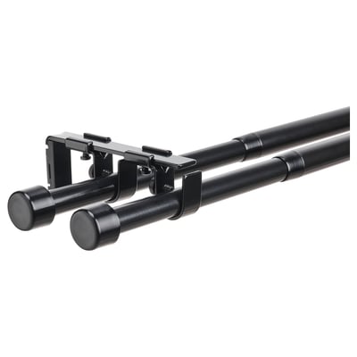 BEKRÄFTA Set tringle à rideaux double, noir, 120-210 cm 19 mm