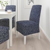 BERGMUND Chaise av housse mi-longue, blanc/Ryrane bleu foncé