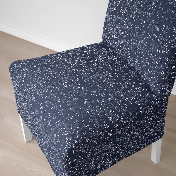BERGMUND Chaise av housse mi-longue, blanc/Ryrane bleu foncé