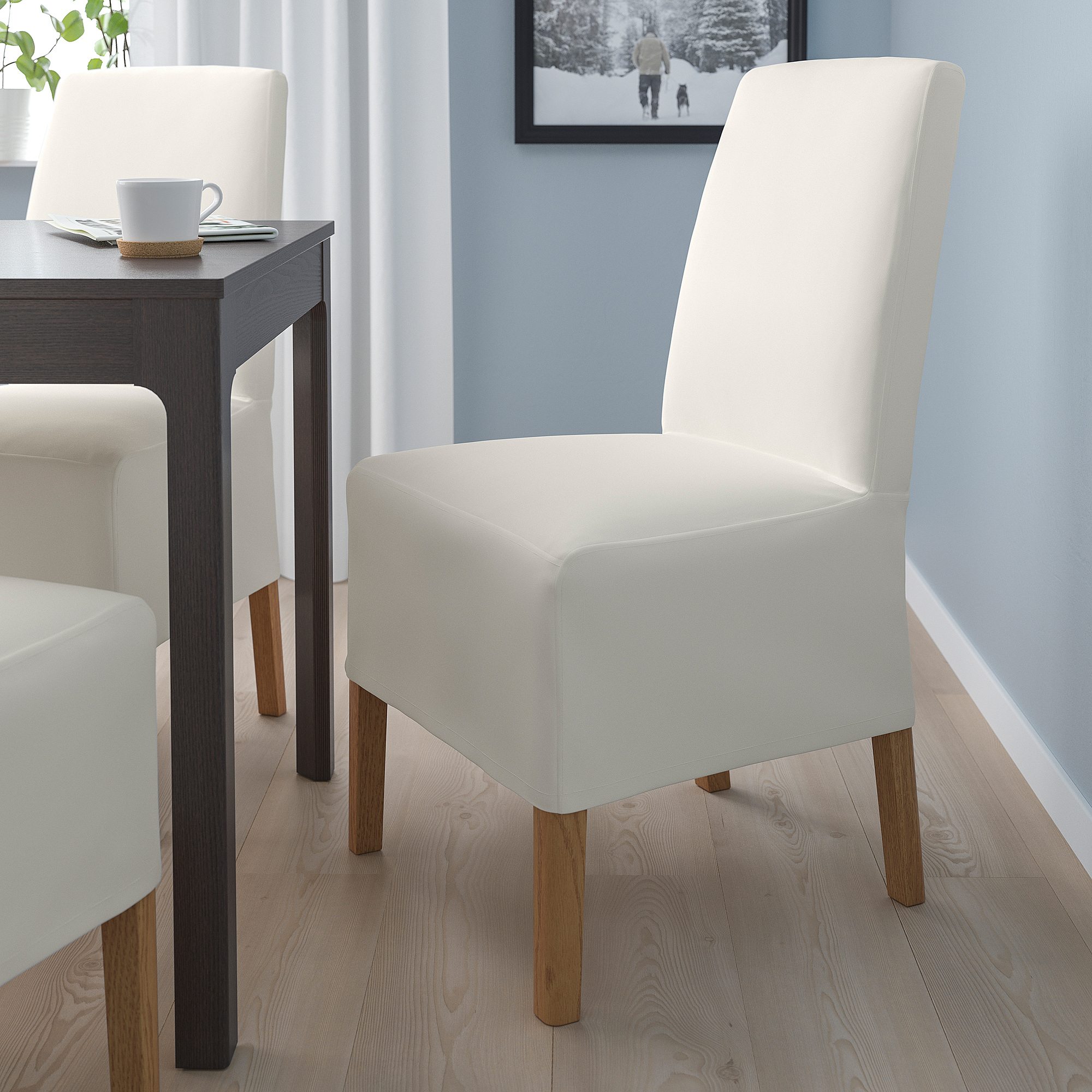BERGMUND Chaise av housse mi-longue, motif chêne/Inseros blanc