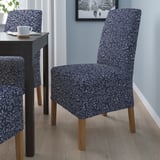 BERGMUND Chaise av housse mi-longue, motif chêne/Ryrane bleu foncé