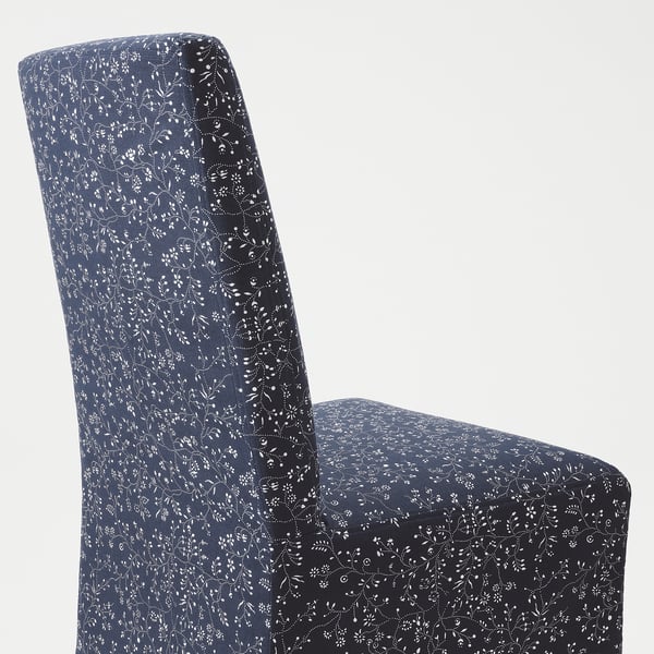 BERGMUND Chaise av housse mi-longue, motif chêne/Ryrane bleu foncé